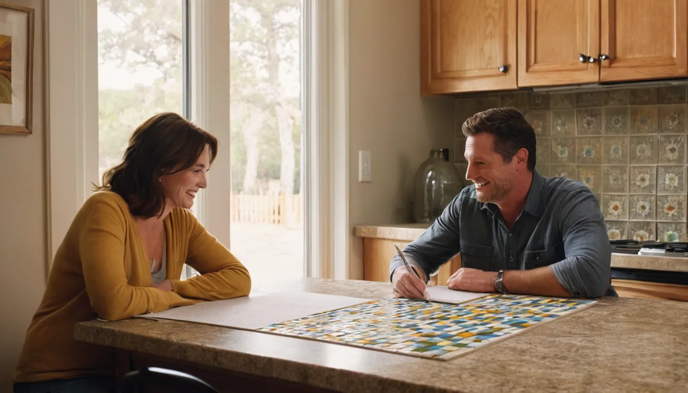 A homeowner reviewing remodeling questions with a local provider at a kitchen table